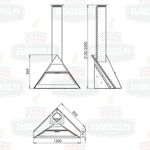 Камин ADMETO RINCON, подвесной, чёрный (Traforart)