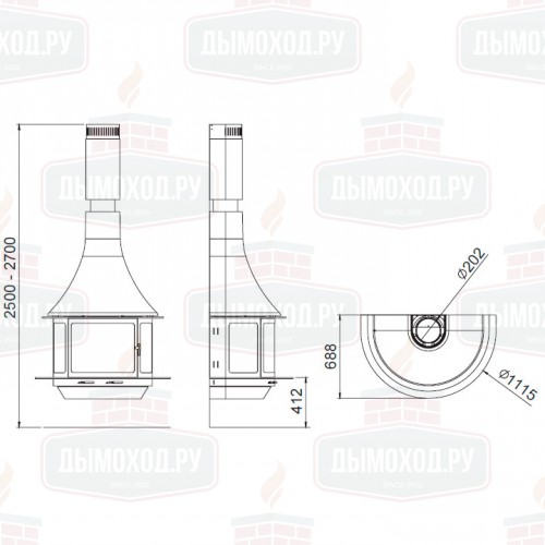 Камин LORENA FRONTAL RAL, подвесной (Traforart)