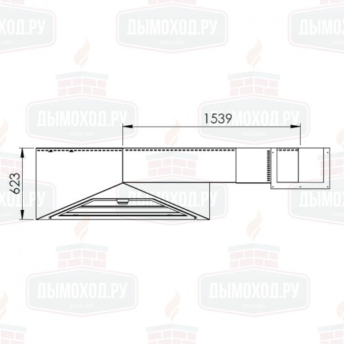 Камин MADRID FRONTAL, наклонная труба вправо, чёрный (Traforart)