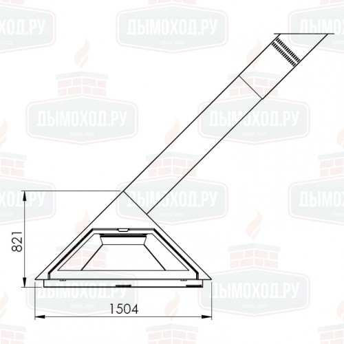 Камин MADRID FRONTAL, наклонная труба вправо, чёрный (Traforart)