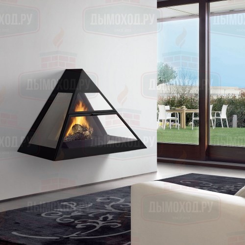 Камин ADMETO FRONTAL, подвесной, заднее подключение, чёрный (Traforart)