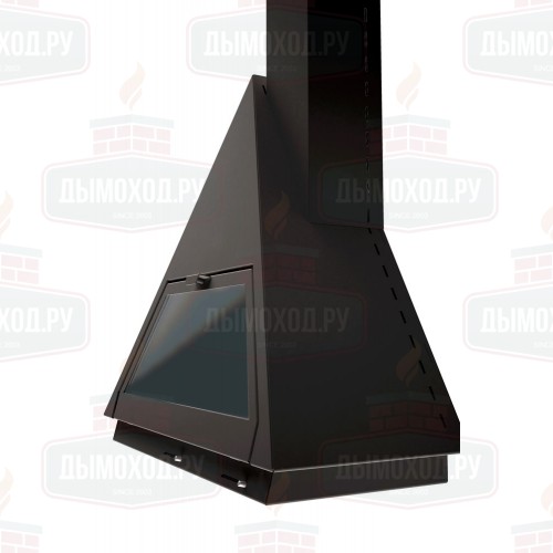 Камин BILBAO FRONTAL, со стеклом, труба справа, чёрный (Traforart)