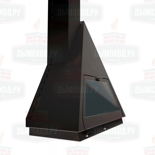 Камин BILBAO FRONTAL, со стеклом, труба слева, чёрный (Traforart)