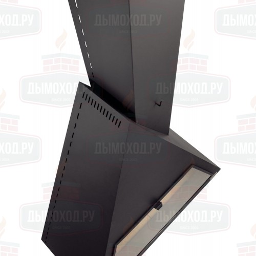 Камин BILBAO FRONTAL, со стеклом, труба справа, чёрный (Traforart)