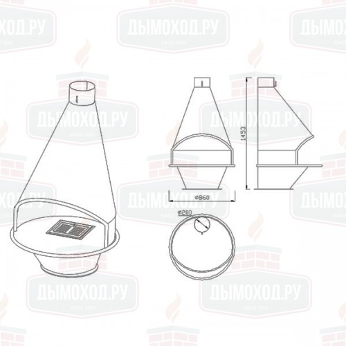 Камин OVIEDO FRONTAL, чёрный (Traforart)