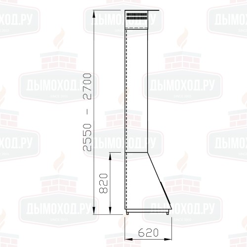 Камин MADRID FRONTAL, вертикальная труба справа, чёрный (Traforart)