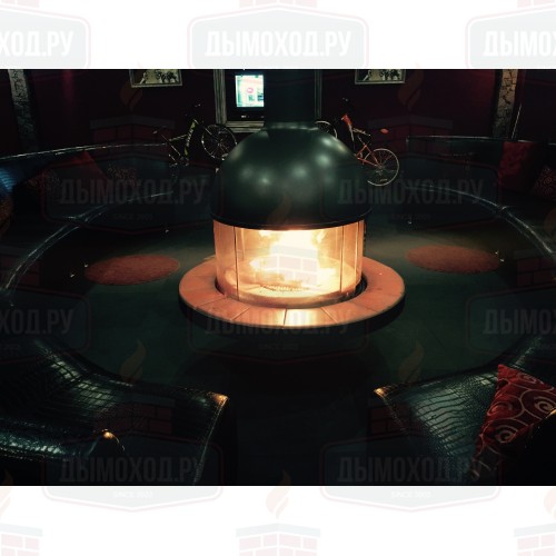 Камин 83-123, со стеклом, полка под мрамор, чёрный (Traforart)