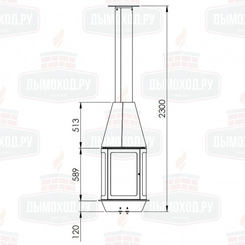 Камин ARLET CENTRAL, отделка HX30VVSB, подвесной, высокое стекло, H245.5 (Traforart)