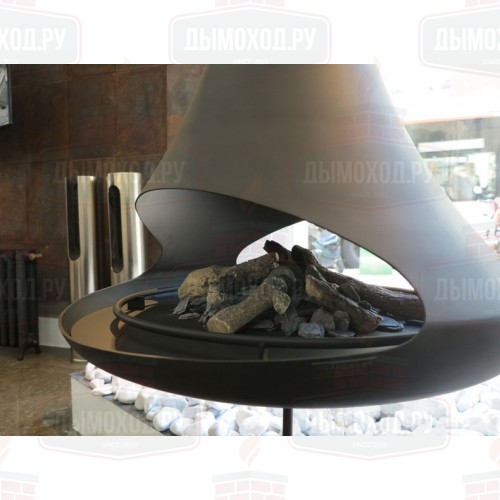 Камин DORIA CENTRAL, открытый, двухсторонний, без системы вращения, чёрный (Traforart)