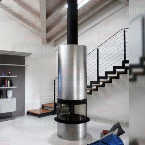 Камин DIAMANTE CENTRAL INOX, со стеклом (Traforart)