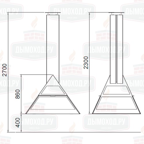 Камин ADMETO CENTRAL, подвесной, чёрный (Traforart)
