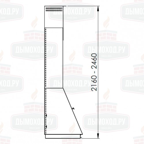 Камин MADRID FRONTAL, наклонная труба вправо, чёрный (Traforart)