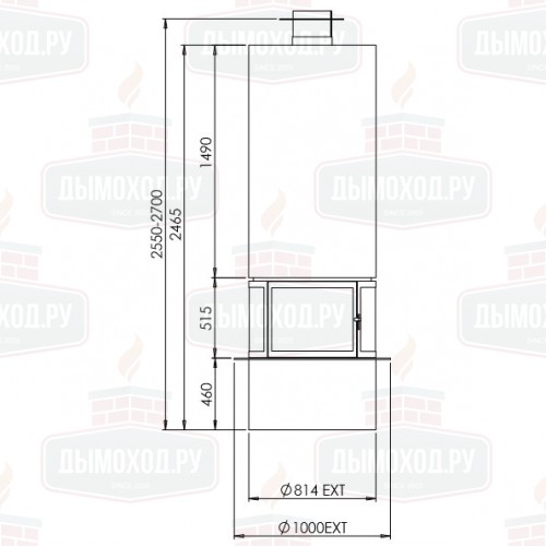 Камин DIAMANTE CENTRAL RAL, со стеклом (Traforart)