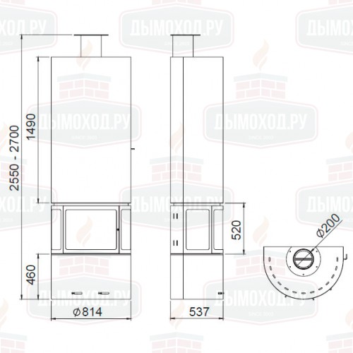 Камин DIAMANTE FRONTAL RAL, со стеклом (Traforart)