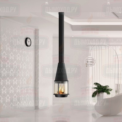 Камин ARLET CENTRAL, подвесной, высокое стекло, чёрный (Traforart)