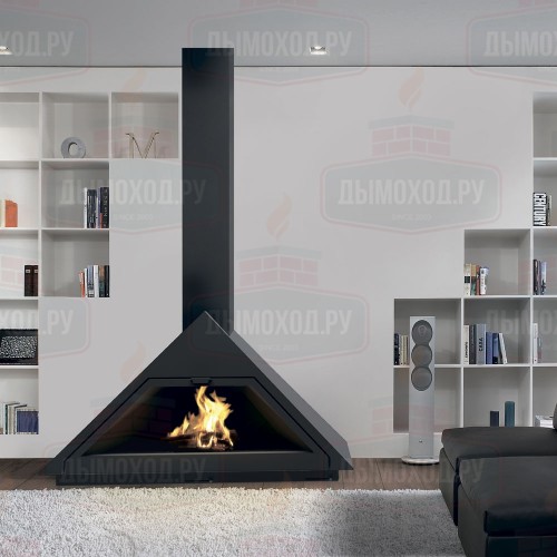 Камин MADRID FRONTAL, вертикальная центральная труба, чёрный (Traforart)