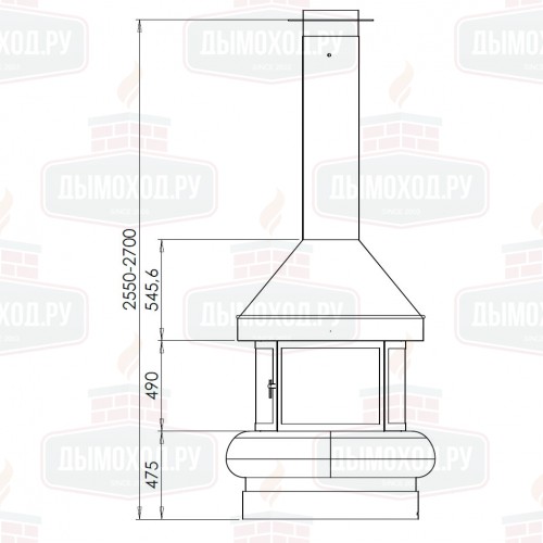 Камин ZEUS CENTRAL, без стекла, чёрный (Traforart)
