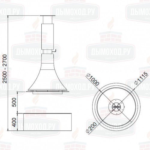 Камин LORENA CENTRAL RAL, подвесной, без стекла (Traforart)