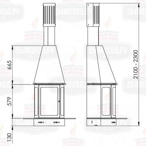 Камин ARLET FRONTAL RAL, подвесной (Traforart)