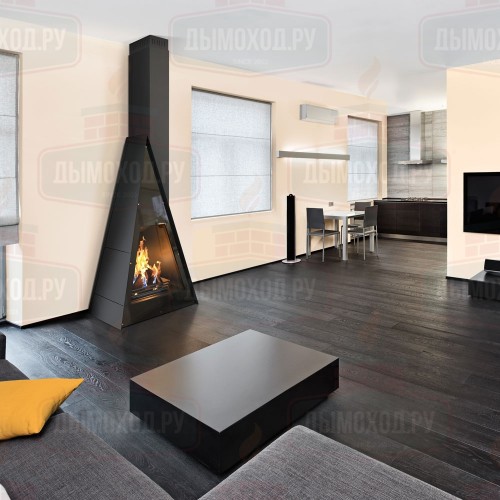 Камин BREDA FRONTAL, труба справа, чёрный (Traforart)