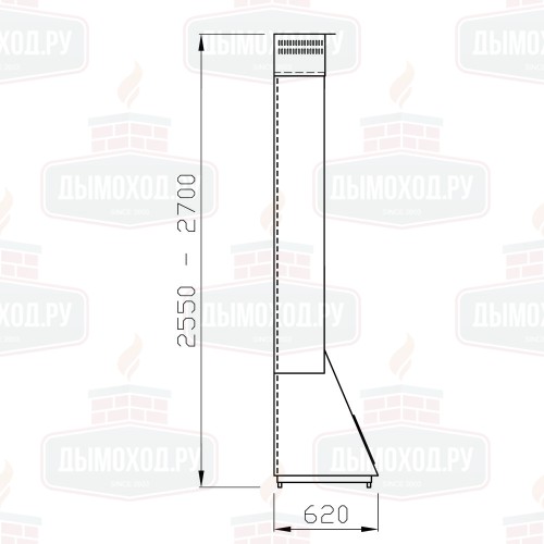 Камин MADRID FRONTAL, вертикальная центральная труба, чёрный (Traforart)