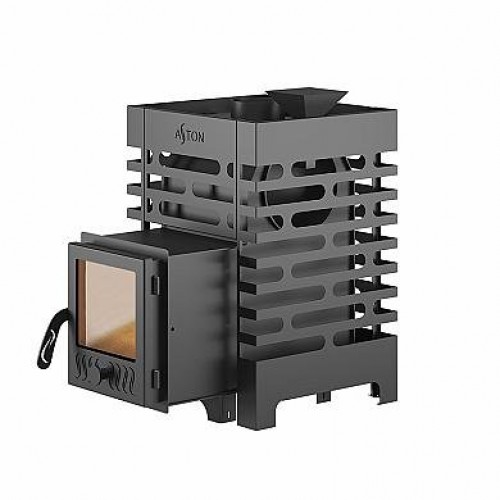 Печь для бани ASTON  12 стекло с баком на трубе 50л Ø115 (AISI 439)