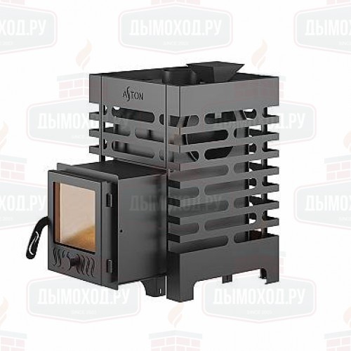 Печь для бани ASTON  12 стекло с баком на трубе 50л Ø115 (AISI 439)
