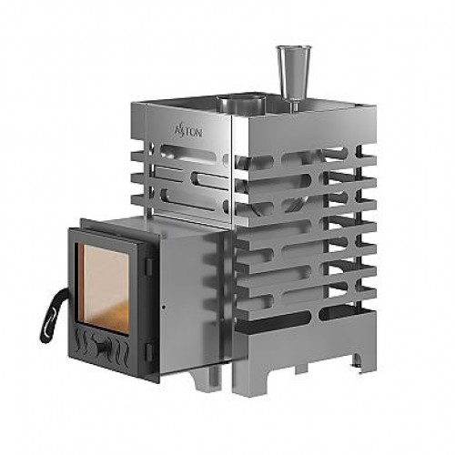 Печь для бани ASTON 12 INOX стекло с баком на трубе 50л Ø115 (AISI 439)