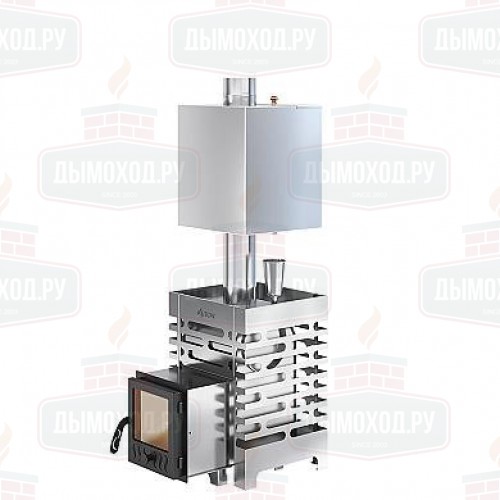 Печь для бани ASTON 12 INOX стекло с баком на трубе 50л Ø115 (AISI 439)