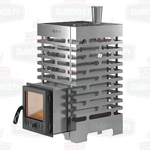 Печь для бани ASTON 16 INOX стекло с баком на трубе 50л Ø115 (AISI 439)