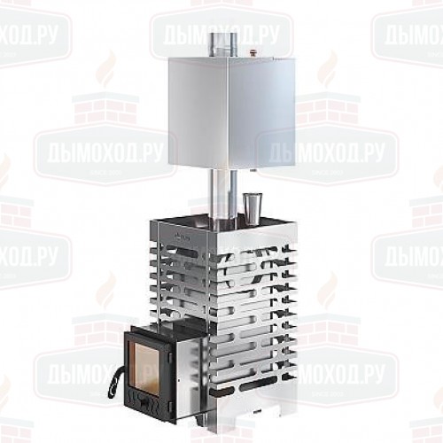 Печь для бани ASTON 16 INOX стекло с баком на трубе 50л Ø115 (AISI 439)
