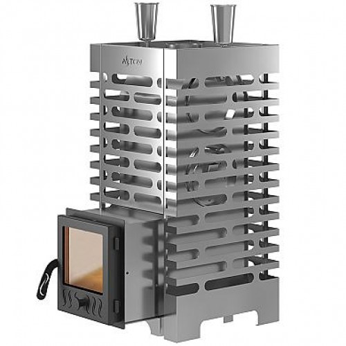 Печь для бани ASTON  20 INOX стекло с баком на трубе 50л Ø115 (AISI 439)