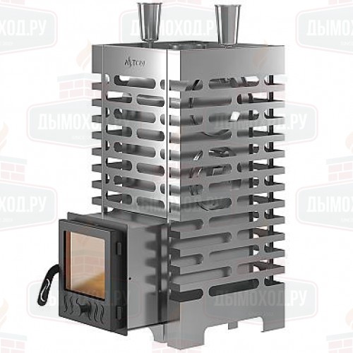 Печь для бани ASTON  20 INOX стекло с баком на трубе 50л Ø115 (AISI 439)