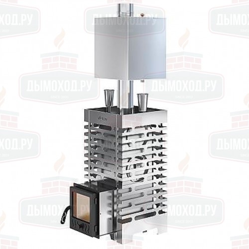 Печь для бани ASTON  20 INOX стекло с баком на трубе 50л Ø115 (AISI 439)