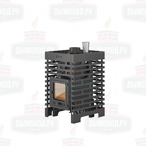 Печь для бани ASTON «Шторм 16» (ДТ-4С) б/в с баком на трубе 50л Ø120 (AISI 439)