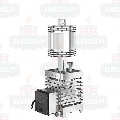 Печь для бани ASTON 12 НЕРЖ. с баком на трубе 50л Ø115 (AISI 439) (круглый)