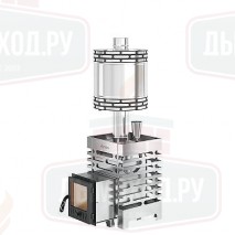 Печь для бани ASTON 12 НЕРЖ. стекло с круглым баком на трубе 50л Ø115 (AISI 439)