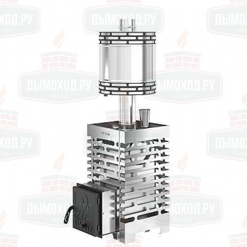 Печь для бани ASTON 16 НЕРЖ. с круглым баком на трубе 50л Ø115 (AISI 439)