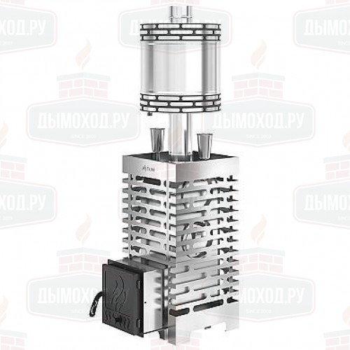 Печь для бани  ASTON 20 НЕРЖ. с круглым баком на трубе 50л Ø115 (AISI 439)