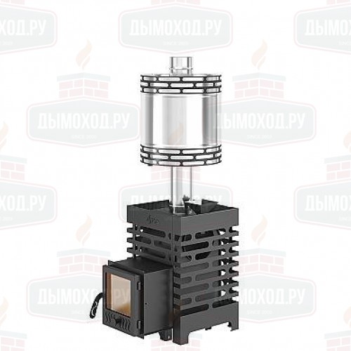 Печь для бани ASTON 12 стекло с баком на трубе 50л Ø115 (AISI 439) (круглый)