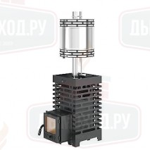 Печь для бани ASTON 16 стекло с баком на трубе 50л Ø115 (AISI 439) (круглый)