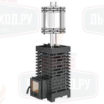 Печь для бани ASTON 20 стекло с баком на трубе 50л Ø115 (AISI 439) (круглый)