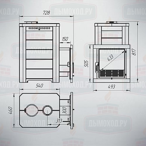 Печь для бани Варвара Сказка 12 (Талькохлорит, Сталь)