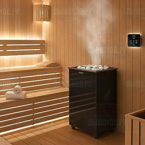 Электрокаменка Эверест Черный Кристалл с парогенератором 9кВт (Black Crystal Steam) с пультом