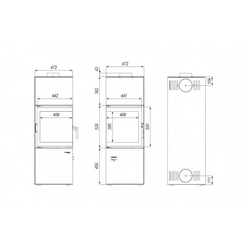 Печь-камин Defro DEFRO HOME QUADROOM коричневая сталь (10кВТ)