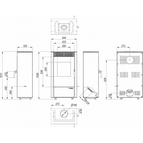 Печь DEFRO HOME VIVA 6кВт, черная сталь