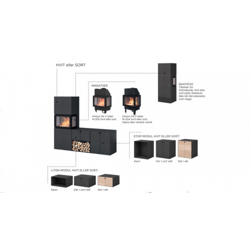 Печь-камин Nordpeis Box Black + топка N-20U