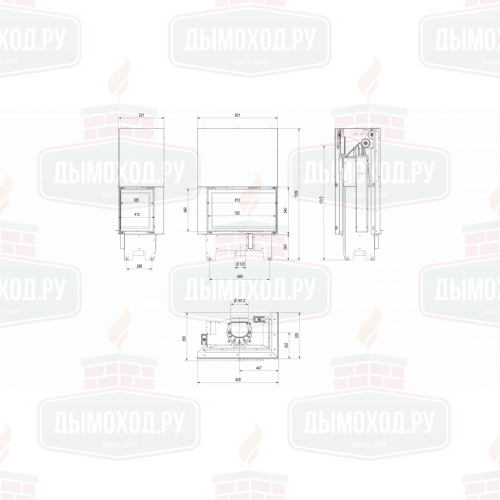 Топка VNP/810/410, Г-образное стекло справа, гильотина