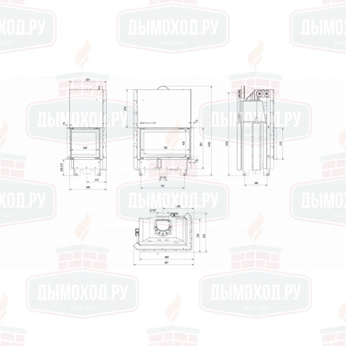 Топка MBO/P/BS/G/SG, Г-образное стекло справа