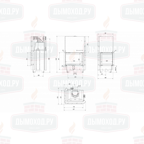 Топка MBZ/L/BS/G/SG, Г-образное стекло слева, гильотина